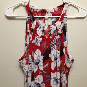 Jennifer Lopez red Hawaiian print dress